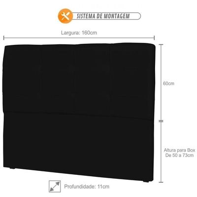 Cabeceira Casal 160Cm Londonino Preto