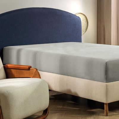 Lençol Com Elástico Casal Altenburg Malha Fio Penteado Cinza Platinum