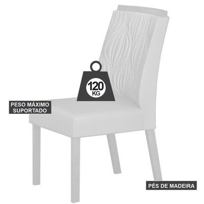 Conjunto Sala Jantar Ilhéus Cinamomo OffWhite 6 Cadeiras Veludo Camurça Base Madeira Leifer Móveis