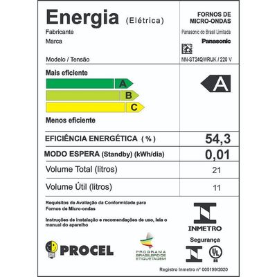 Micro-ondas ST24QWRU 21 Litros 1250W Panasonic Branco 110V