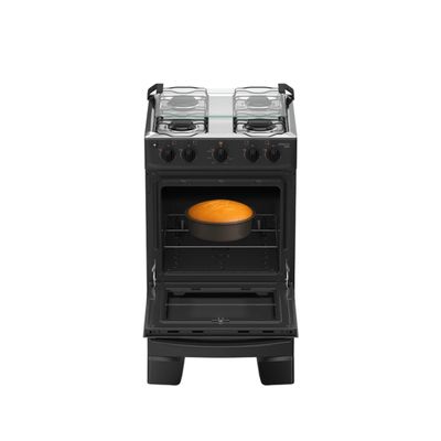 Fogão Atlas Mônaco Plus 4 Bocas com Mesa Inox e Acendimento Automático Bivolt Preto