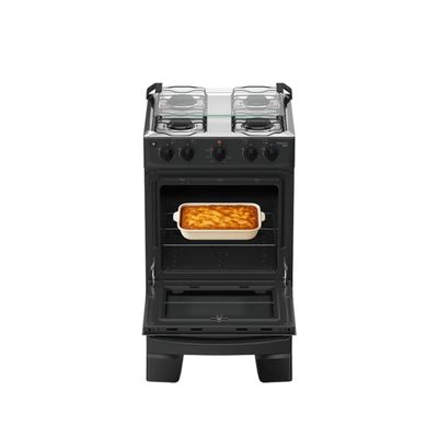 Fogão Atlas Mônaco Plus 4 Bocas com Mesa Inox e Acendimento Automático Bivolt Preto