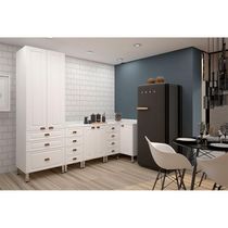 Cozinha Modulada 4 Peças Com Tampo Branco Cristal Branco