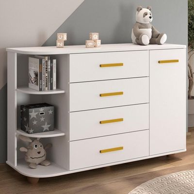 Cômoda Infantil Com Cantoneira E 4 Gavetas 100% Mdf New Lorena Branco - Phoenix