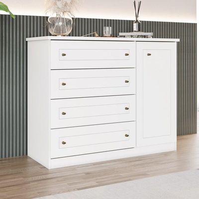 Cômoda 1 Porta 4 Gavetas Amy Casa 812 Branco Hp