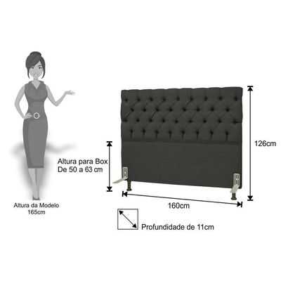 Cabeceira Casal Queen 160Cm Cristal Linho Chumbo