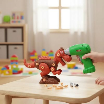 Brinquedo Dinossauro Infantil Montar Desmontar Parafusadeira Elétrica