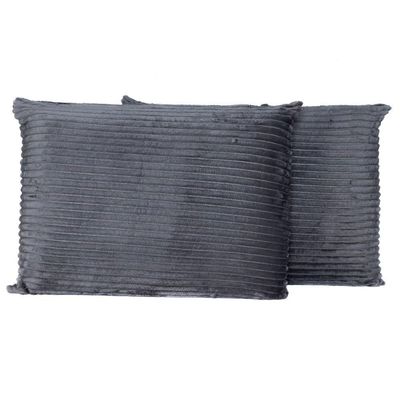 Par De Fronhas Em Manta Canelada 70cm X 50cm - Porta Travesseiro Mantinha Microfibra Cor Cinza
