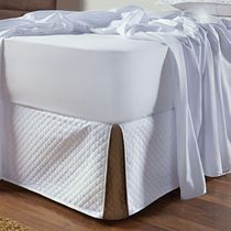 Saia Para Cama Box Casal Dual Color Branco-caqui Dupla Face - Tecido Microfibra Matelado Ajustável