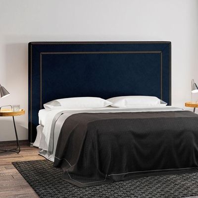 Cabeceira Casal King 195Cm Mali P02 Veludo Azul Marinho