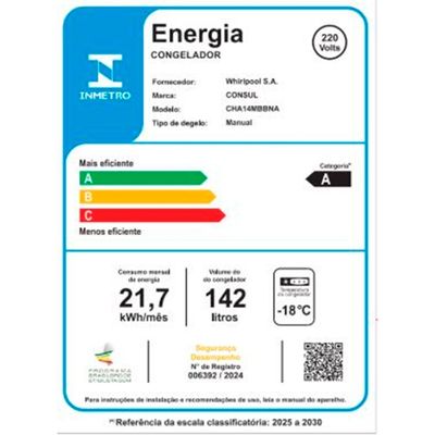 Freezer Horizontal CHA14MB 142 Litros 1 Porta Consul Branco / 220V