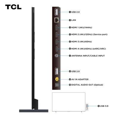 Smart TV 115 4K TCL 115C7K Ultra HD QD- Mini LED 144 Hz Google TV