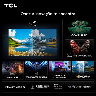 Smart TV 115 4K TCL 115C7K Ultra HD QD- Mini LED 144 Hz Google TV