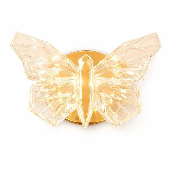 Arandela Borboleta de Cristal Luxo - 3 Cores de LED em uma Única Peça