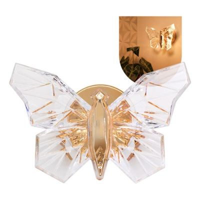 Arandela Borboleta de Cristal Luxo - 3 Cores de LED em uma Única Peça