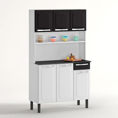 Kit De Cozinha Compacta Rose 105cm Em Aço Itatiaia Branco E Preto