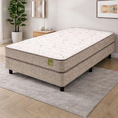 Cama Box Solteiro Molas Apolospuma Smartbox 88x188 Marrom Com Bege