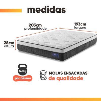 Cama Box Colchão King Molas Ensacadas Euro In Atlantic 193x203x66cm Cinza