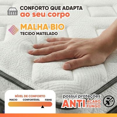 Cama Box Colchão King Molas Ensacadas Euro In Atlantic 193x203x66cm Cinza