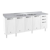 Balcão De Cozinha Gabinete Pia 200cm 5 Portas 2 Gavetas Sem Tampo Multimóveis Cr20530 Branco