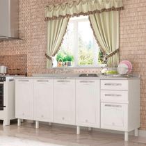 Balcão De Cozinha Gabinete Pia 200cm 5 Portas 2 Gavetas Sem Tampo Multimóveis Cr20530 Branco