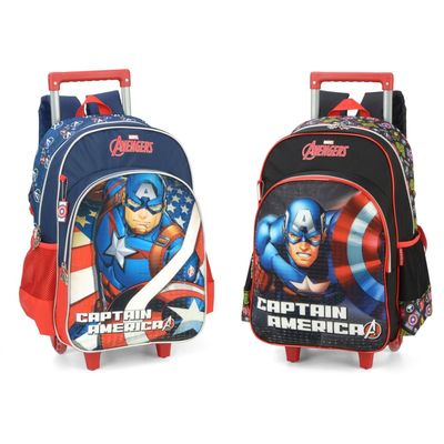 Mochila Rodas Escolar Infantil Capitão América Luxcel 39556 Azul