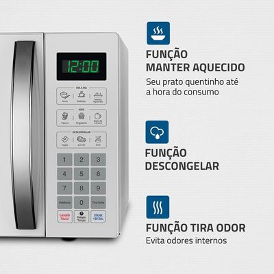 Micro-ondas Mondial MO-02-34-W com 10 Ajustes de Potência e Função Tira Odor – 34L Branco Branco / 220