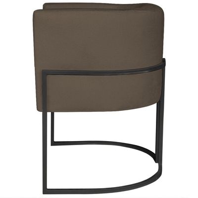 Kit 2 Poltronas Dália Luxo Moderna Estofada Design Sofisticado Com Base De Ferro Preto Suede Marrom
