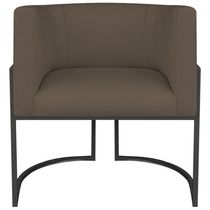 Kit 2 Poltronas Dália Luxo Moderna Estofada Design Sofisticado Com Base De Ferro Preto Suede Marrom