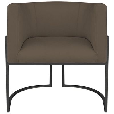 Kit 2 Poltronas Dália Luxo Moderna Estofada Design Sofisticado Com Base De Ferro Preto Suede Marrom