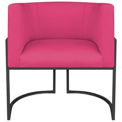 Kit 2 Poltronas Dália Luxo Moderna Estofada Design Sofisticado Com Base De Ferro Preto Suede Pink