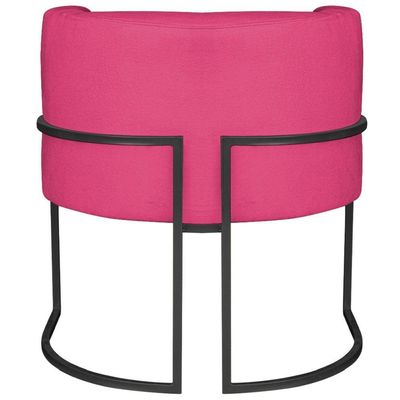 Kit 2 Poltronas Dália Luxo Moderna Estofada Design Sofisticado Com Base De Ferro Preto Suede Pink