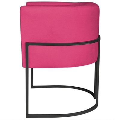 Kit 2 Poltronas Dália Luxo Moderna Estofada Design Sofisticado Com Base De Ferro Preto Suede Pink