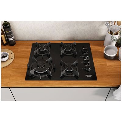 Cooktop 4 Bocas Mesa de Vidro e Tripla Chama Itaplus Preto / Bivolt