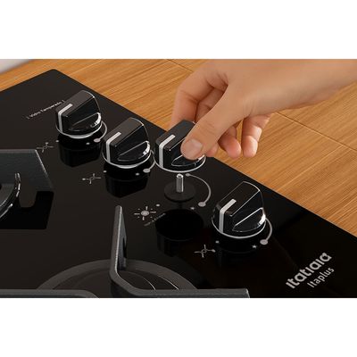 Cooktop 4 Bocas Mesa de Vidro e Tripla Chama Itaplus Preto / Bivolt