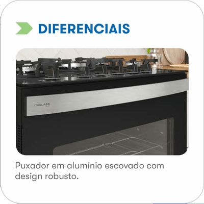 Fogão Itaglass Plus 4Bocas Com Acendimento Automático e Mesa de Vidro Itatiaia Branco / Bivolt