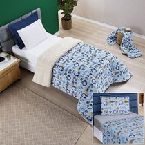 Kit Coberdrom + Jogo De Cama Bouti Kids Solteiro 04 Peças 100% Poliéster - Game