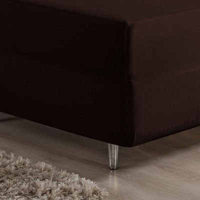 Jogo De Cama Queen Nobre 3 Peças Luva De Box 55cm De Altura Malha 100% Algodão - Marrom