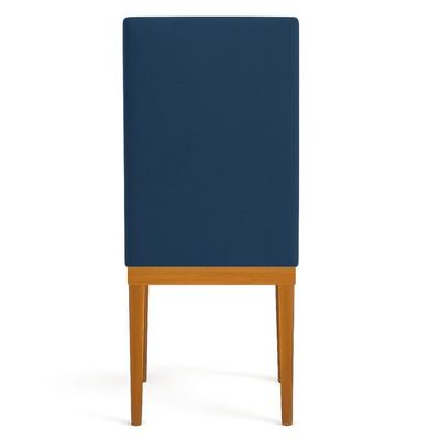 Kit 6 Cadeiras De Jantar Solana Veludo Azul Marinho Base De Madeira - Pallazio