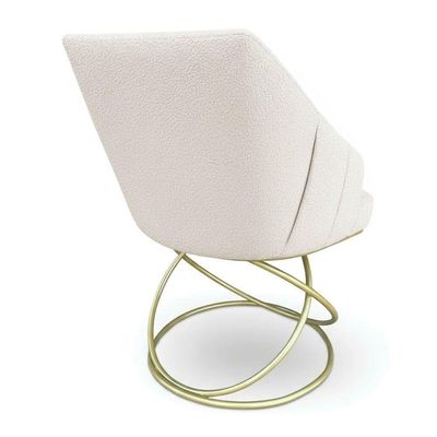 Kit 8 Poltronas Luxo Alana Bouclê Bege Base Luxo Dourado - Pallazio