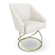Kit 8 Poltronas Luxo Alana Bouclê Bege Base Luxo Dourado - Pallazio