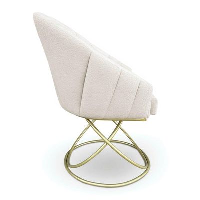Kit 8 Poltronas Luxo Alana Bouclê Bege Base Luxo Dourado - Pallazio