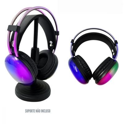 Fone De Ouvido Headphone Bluetooth Led Rgb Color