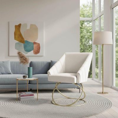 Kit 8 Poltronas Luxo Alana Bouclê Bege Base Luxo Dourado - Pallazio