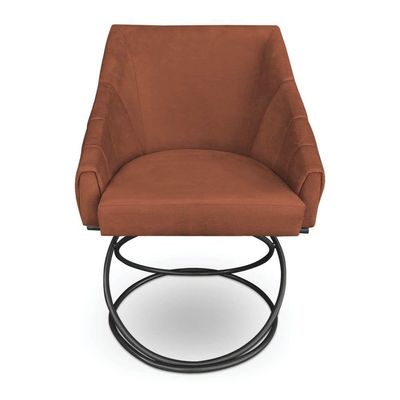 Kit 6 Poltronas Luxo Alana Veludo Terracota Base Luxo Preto - Pallazio