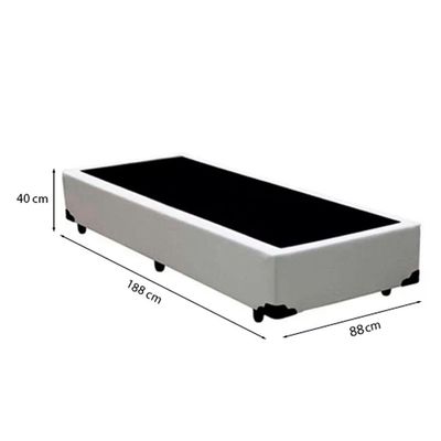 Cama Box Solteiro 88 Tecido Sintético Branco Com Colchão Marrocos - Poliéster - Espuma D33 30cm