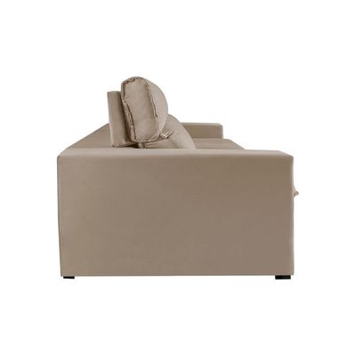 Sofá Retrátil E Reclinável Bee 1,90m Veludo Cor Bege 2137 Usb Sem Kit Usb