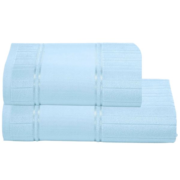 Jogo De Banho Dohler Artesanalle Barrado Liso com 2 Peças Azul Claro