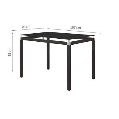 Kit Conjunto Mesa de Jantar Malva 4 Lugares Tampo de Vidro com 4 Cadeiras Preto