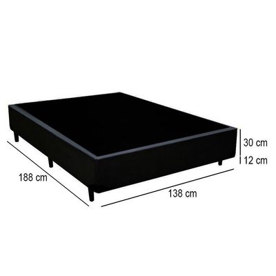 Cama Box Casal Sintético Mega Cama Preto 138x188x42cm